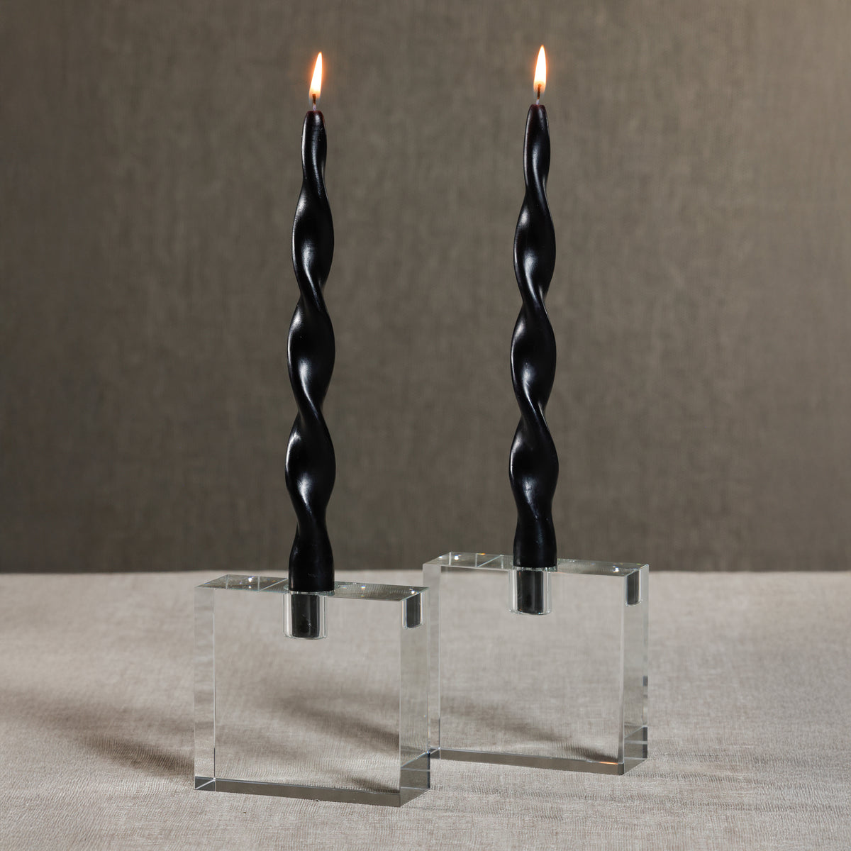Zodax Lumière Twist Formal Taper Candles, Set of 12 – Holiday Table Décor, Black, 10"