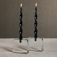 Zodax Lumière Twist Formal Taper Candles, Set of 12 – Holiday Table Décor, Black, 10"