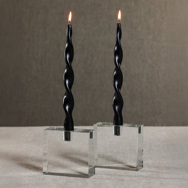 Zodax Lumière Twist Formal Taper Candles, Set of 12 – Holiday Table Décor, Black, 10"