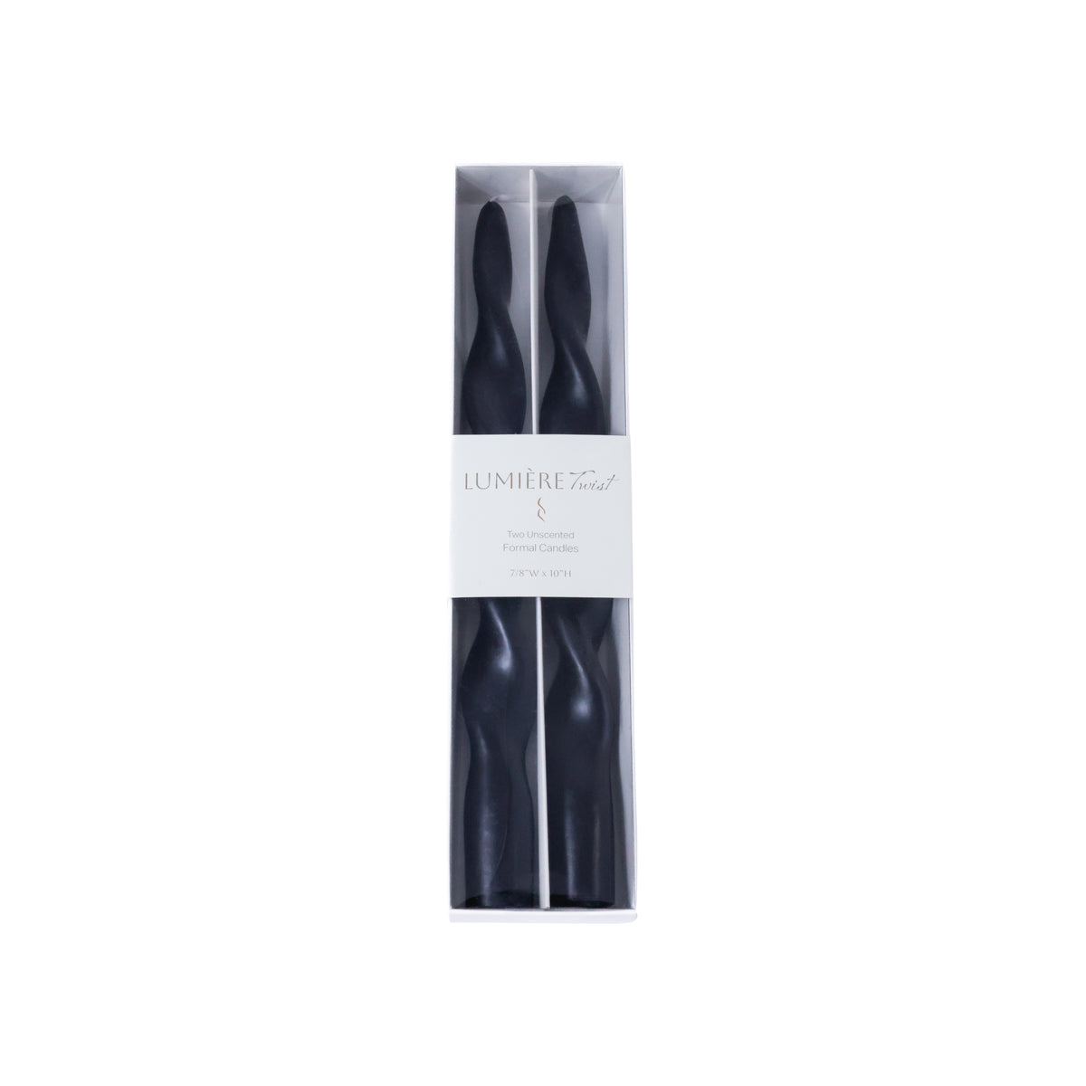 Zodax Lumière Twist Formal Taper Candles, Set of 12 – Holiday Table Décor, Black, 10"
