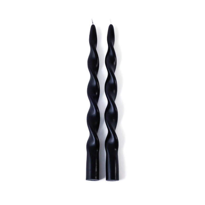 Zodax Lumière Twist Formal Taper Candles, Set of 12 – Holiday Table Décor, Black, 12"