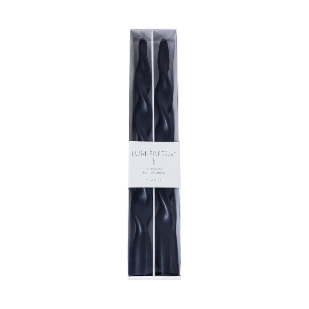 Zodax Lumière Twist Formal Taper Candles, Set of 12 – Holiday Table Décor, Black, 12"