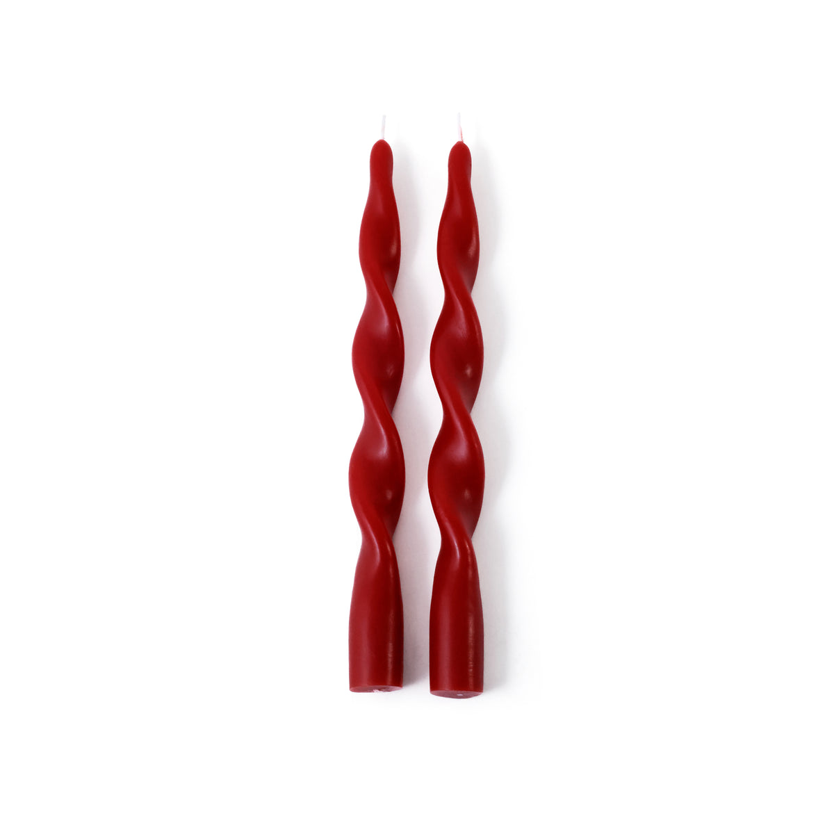 Zodax Lumière Twist Formal Taper Candles, Set of 12 – Holiday Table Décor, Crimson Red, 10"