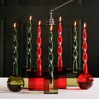 Zodax Lumière Twist Formal Taper Candles, Set of 12 – Holiday Table Décor, Crimson Red, 12"