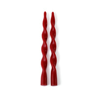 Zodax Lumière Twist Formal Taper Candles, Set of 12 – Holiday Table Décor, Crimson Red, 12"