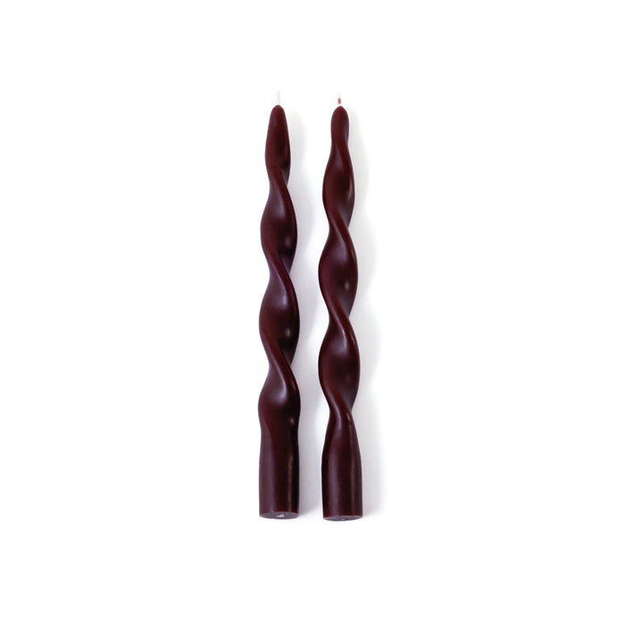 Zodax Lumière Twist Formal Taper Candles, Set of 12 – Holiday Table Décor, Burgundy, 10"