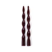 Zodax Lumière Twist Formal Taper Candles, Set of 12 – Holiday Table Décor, Burgundy, 12"