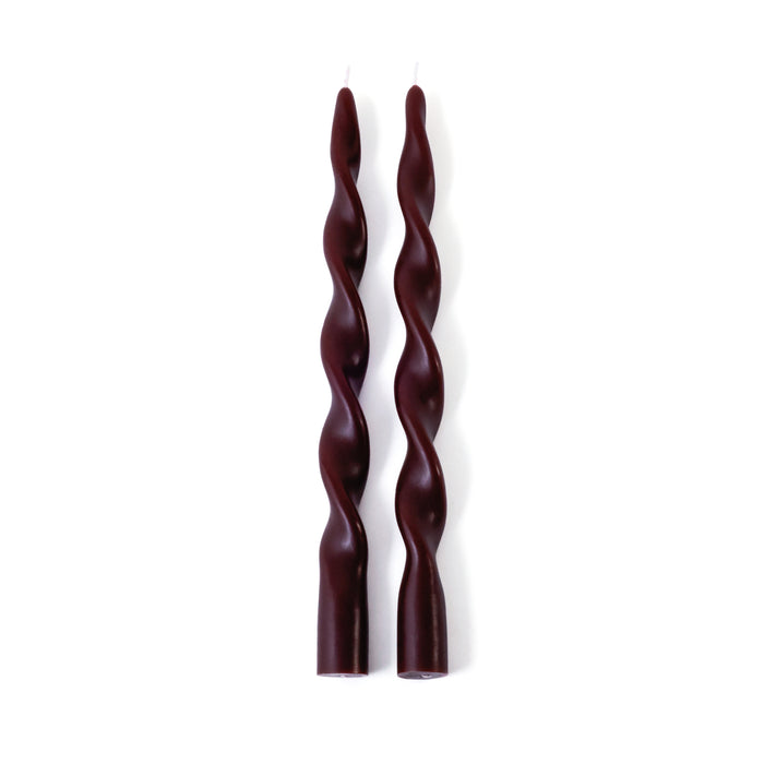 Zodax Lumière Twist Formal Taper Candles, Set of 12 – Holiday Table Décor, Burgundy, 12"