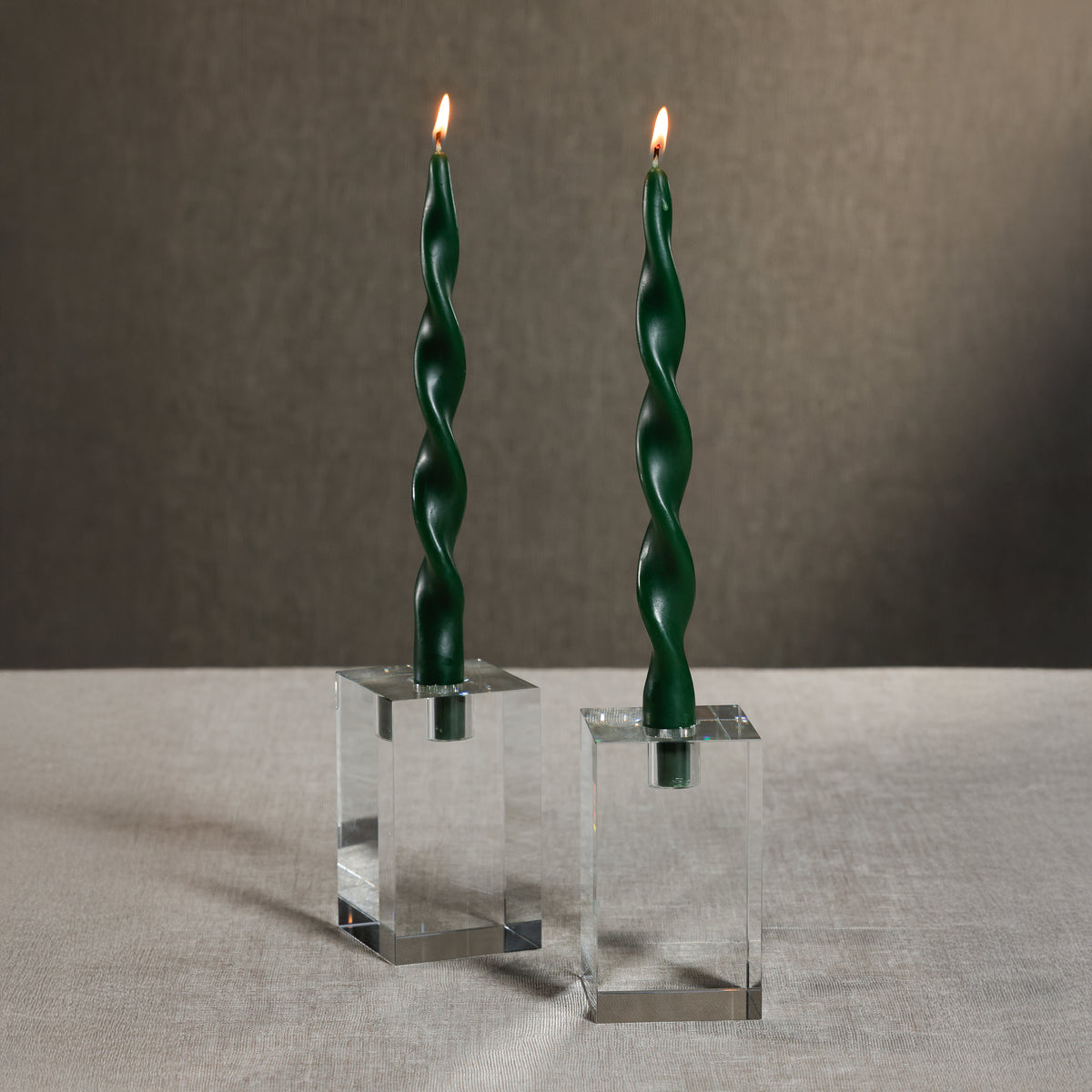 Zodax Lumière Twist Formal Taper Candles, Set of 12 – Holiday Table Décor, Alpine Green, 12"