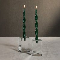 Zodax Lumière Twist Formal Taper Candles, Set of 12 – Holiday Table Décor, Alpine Green, 12"