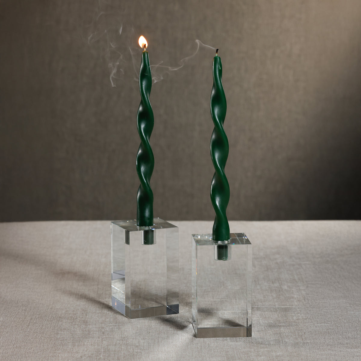Zodax Lumière Twist Formal Taper Candles, Set of 12 – Holiday Table Décor, Alpine Green, 12"
