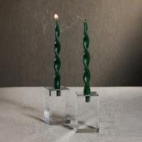 Zodax Lumière Twist Formal Taper Candles, Set of 12 – Holiday Table Décor, Alpine Green, 12"