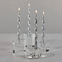 Zodax Lumière Twist Formal Taper Candles, Set of 12 – Holiday Table Décor, Silver, 10"