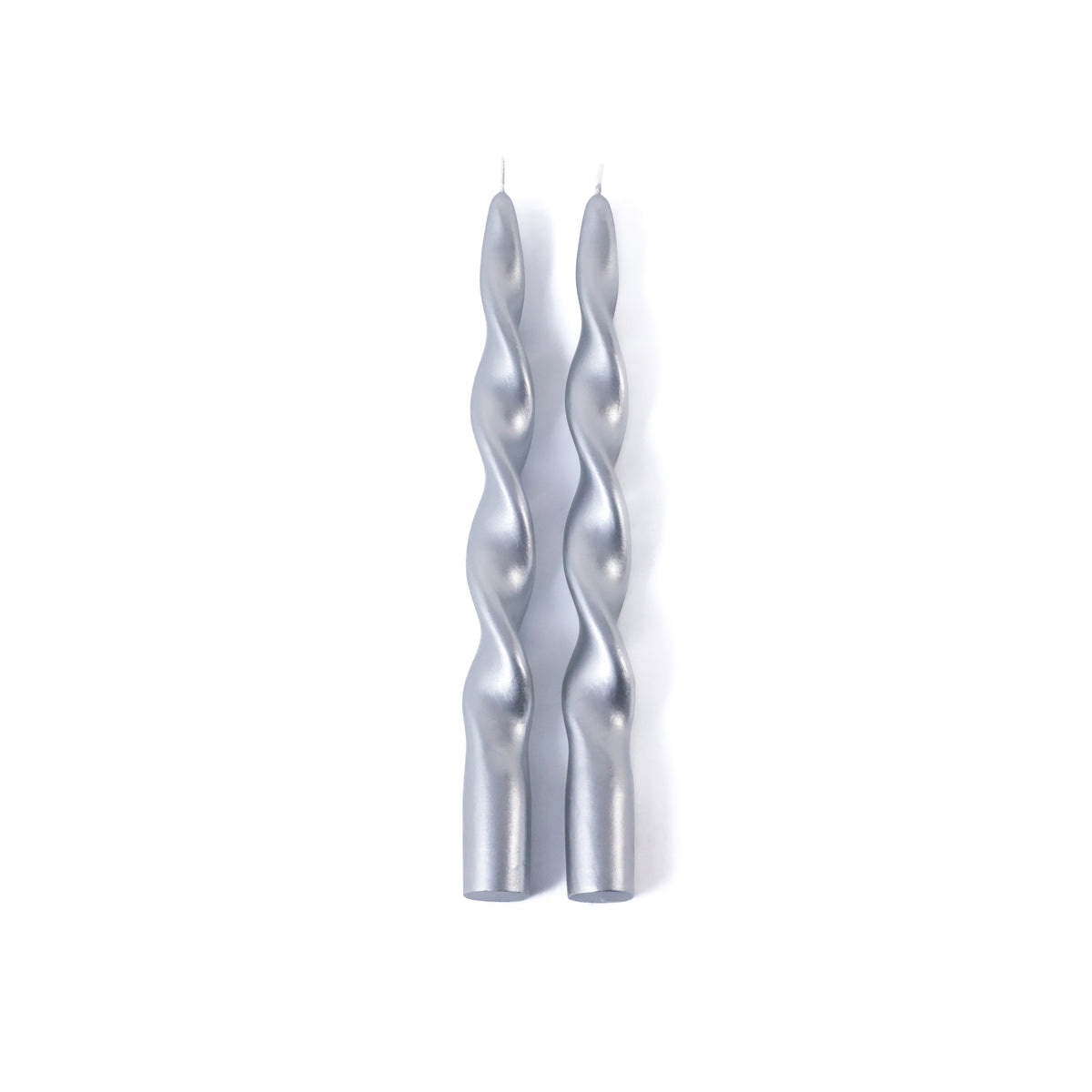 Zodax Lumière Twist Formal Taper Candles, Set of 12 – Holiday Table Décor, Silver, 10"