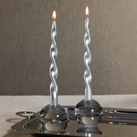 Zodax Lumière Twist Formal Taper Candles, Set of 12 – Holiday Table Décor, Silver, 12"