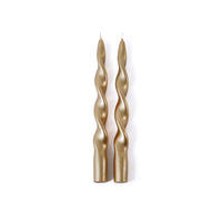 Zodax Lumière Twist Formal Taper Candles, Set of 12 – Holiday Table Décor, Gold, 10"