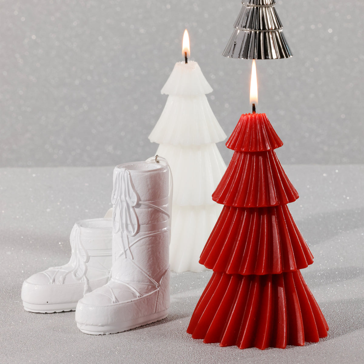 Zodax Twinkle Tree Decorative Holiday Candles, Set of 6, Red
