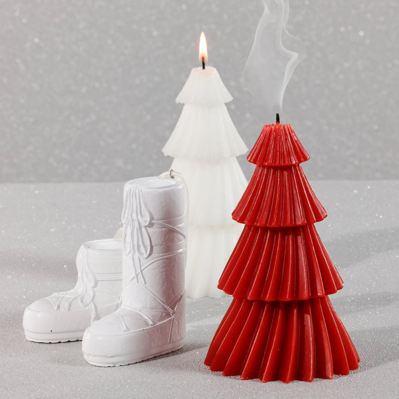 Zodax Twinkle Tree Decorative Holiday Candles, Set of 6, Red