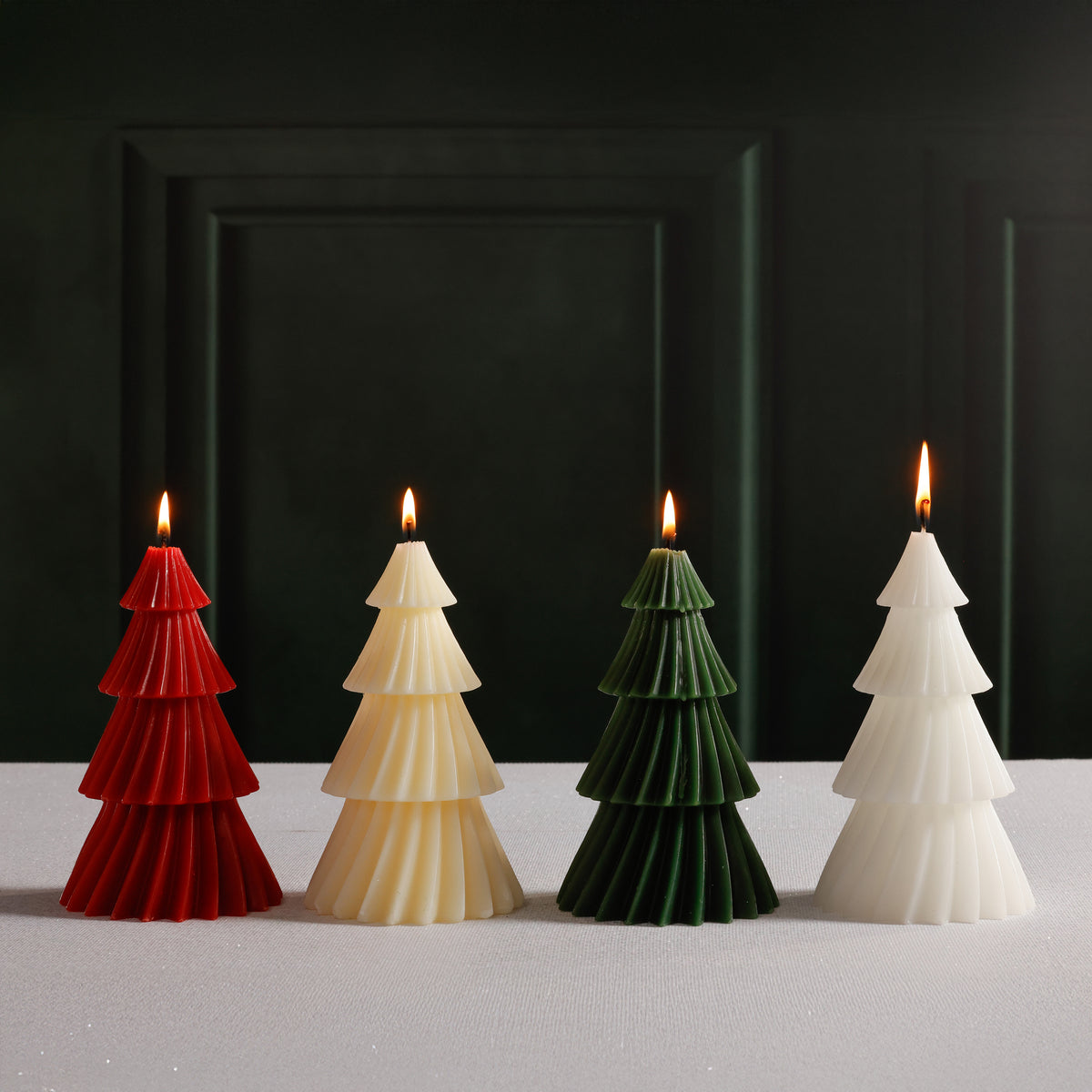 Zodax Twinkle Tree Decorative Holiday Candles, Set of 6, Green