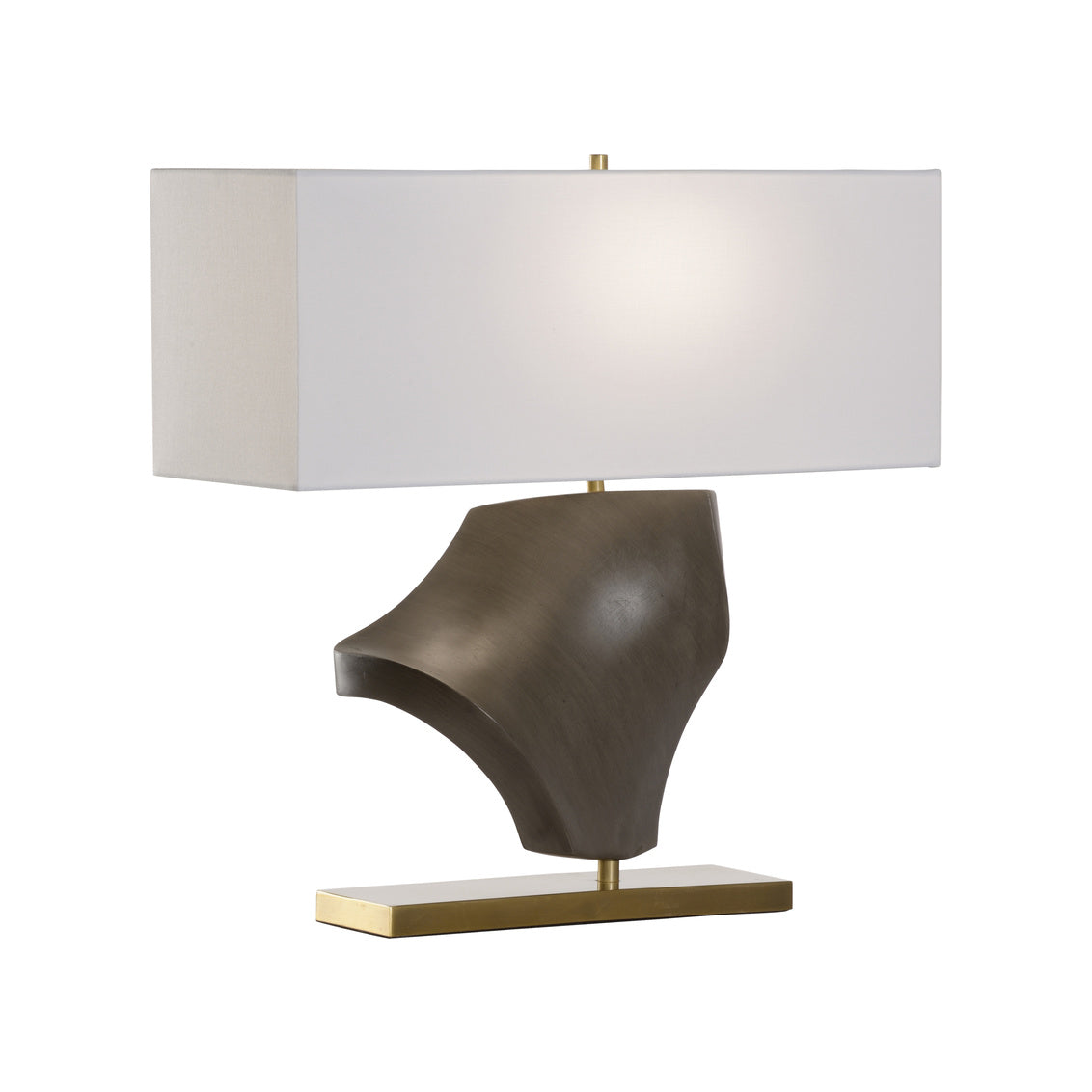 Table lamp with a unique base design on a white background