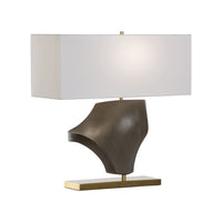 Table lamp with a unique base design on a white background