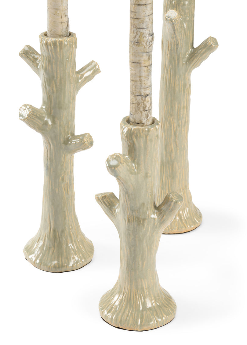 Wildwood Faux Bois Candlesticks - Green (S3)