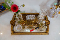 Abigails Vendome Tray with Antiqued Mirror, Gold Leaf