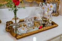 Abigails Vendome Tray with Antiqued Mirror, Gold Leaf