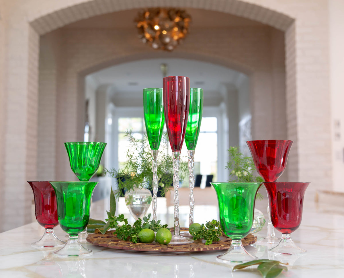 Abigails Adriana Wine Glass, Emerald Green, Set of 4