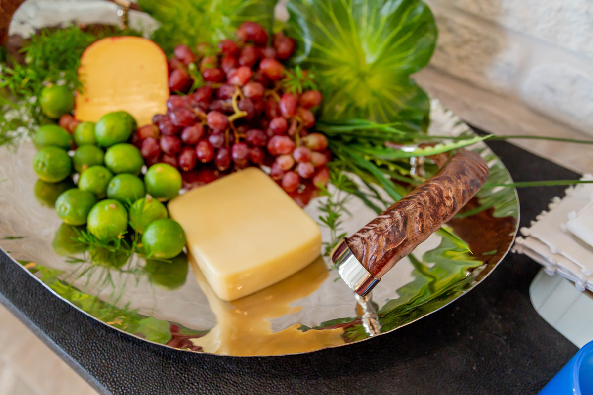 Abigails Chalet Nickel Tray with Horn Handles