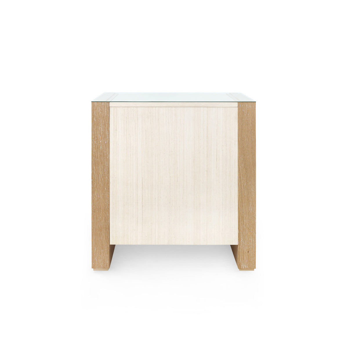 Villa & House Albert 3-Drawer Side Table with Glass Top, Light Natural Shimmer