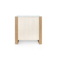 Villa & House Albert 3-Drawer Side Table with Glass Top, Light Natural Shimmer