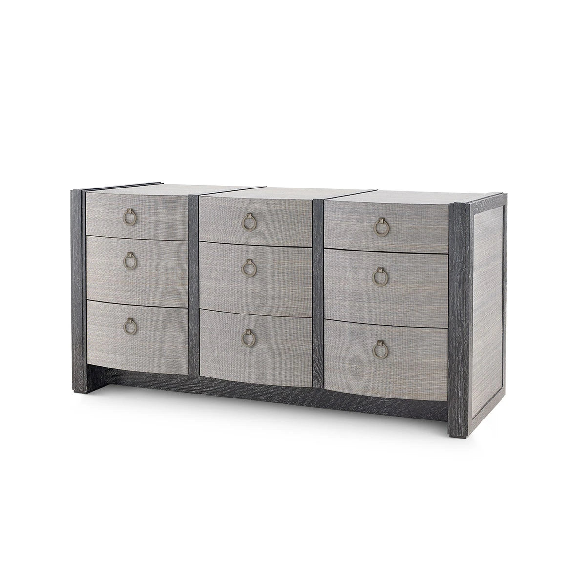 Villa & House Albert Extra Large 9-Drawer with Glass Top, Ash Gray Shimmer