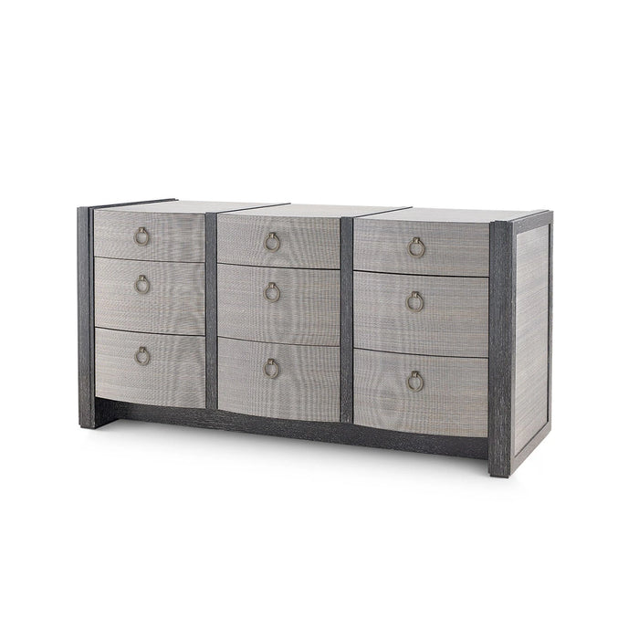 Villa & House Albert Extra Large 9-Drawer with Glass Top, Ash Gray Shimmer
