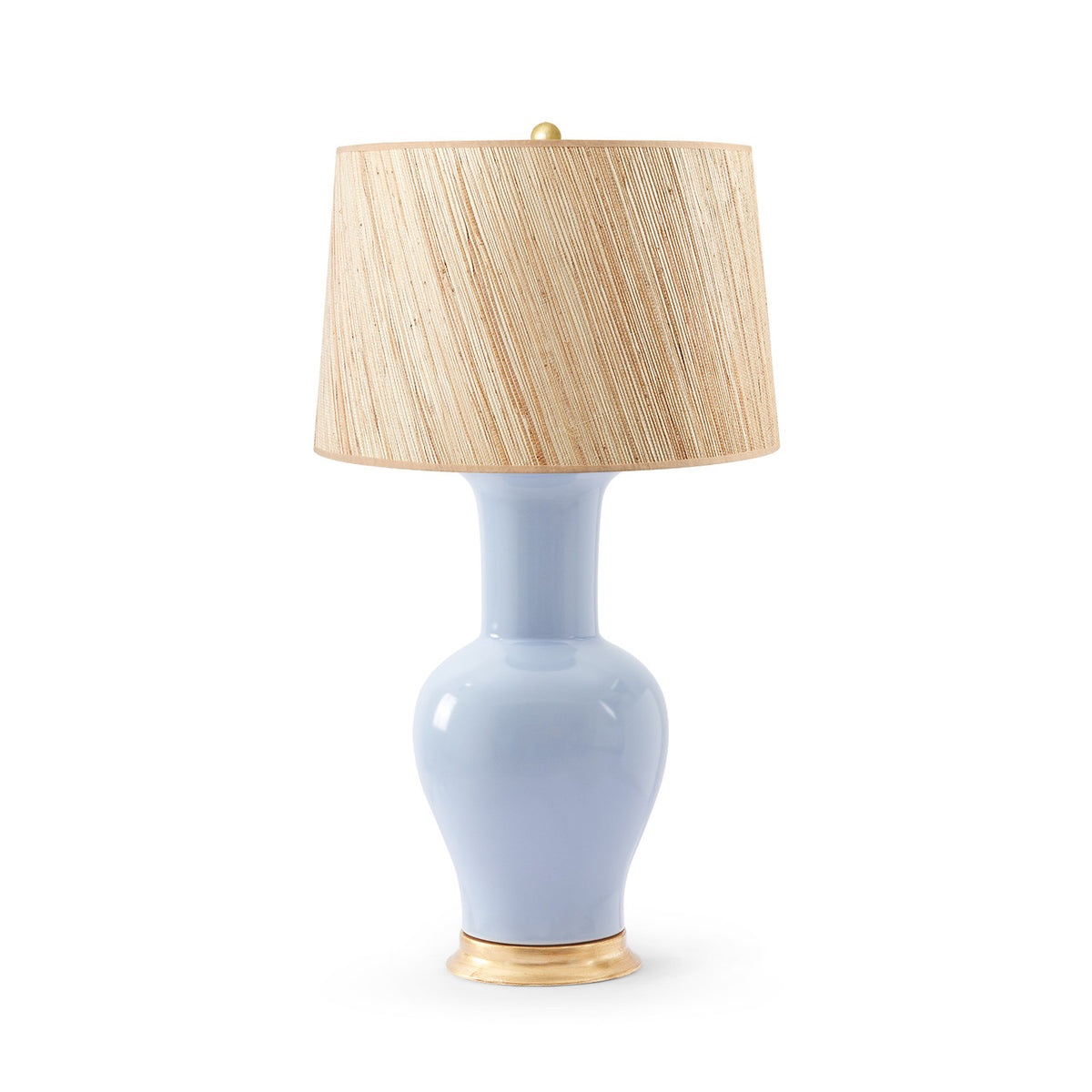 Villa & House Acacia Lamp with Shade 17-inch Papyrus, with Gold, Periwinkle Blue