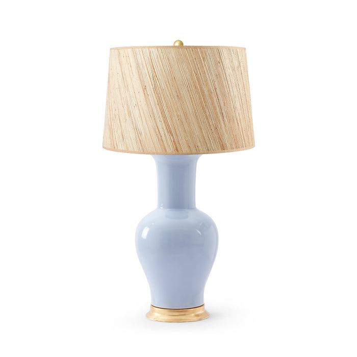 Villa & House Acacia Lamp with Shade 17-inch Papyrus, with Gold, Periwinkle Blue