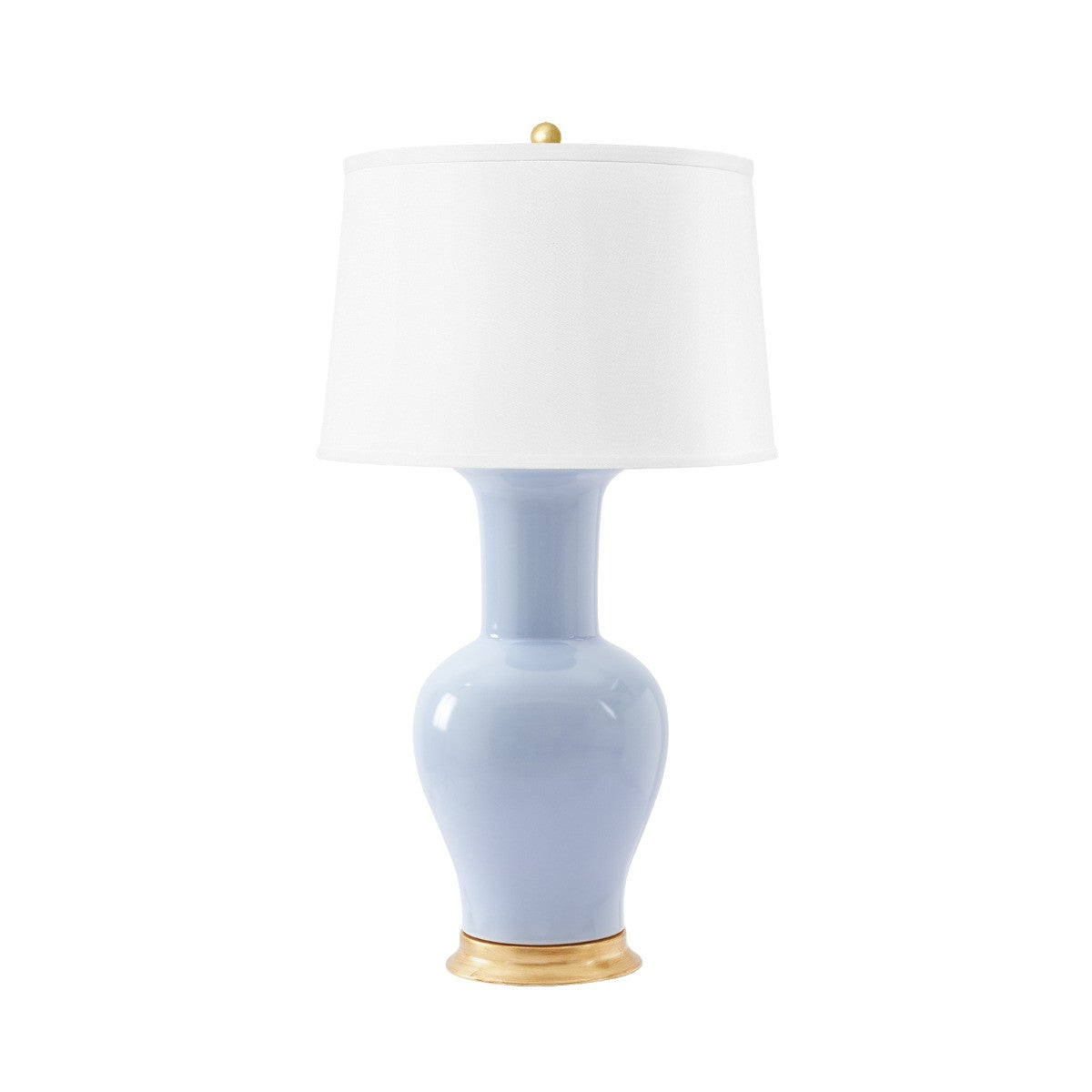Villa & House Acacia Lamp with Shade 17-inch White Linen, with Gold, Perriwinkle Blue