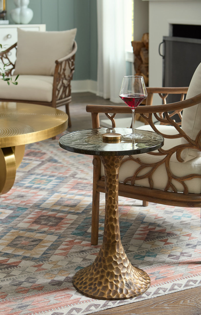 Villa & House Archer Accent Table, Antique Brass