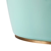Villa & House Aksel Lamp with Shade 17-inch White Linen, with Gold, Pacific Teal