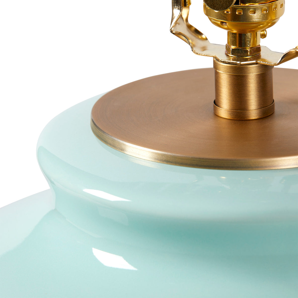 Villa & House Aksel Lamp with Shade 17-inch White Linen, with Gold, Pacific Teal