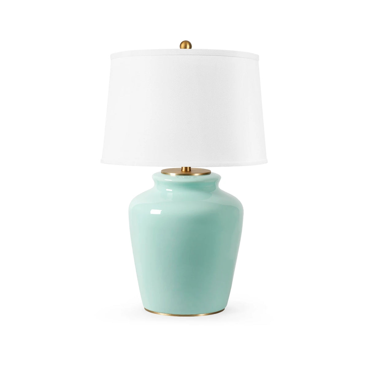 Villa & House Aksel Lamp with Shade 17-inch White Linen, with Gold, Pacific Teal