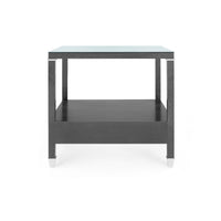 Villa & House Alessandra 1-Drawer Side Table with Glass Top, Black