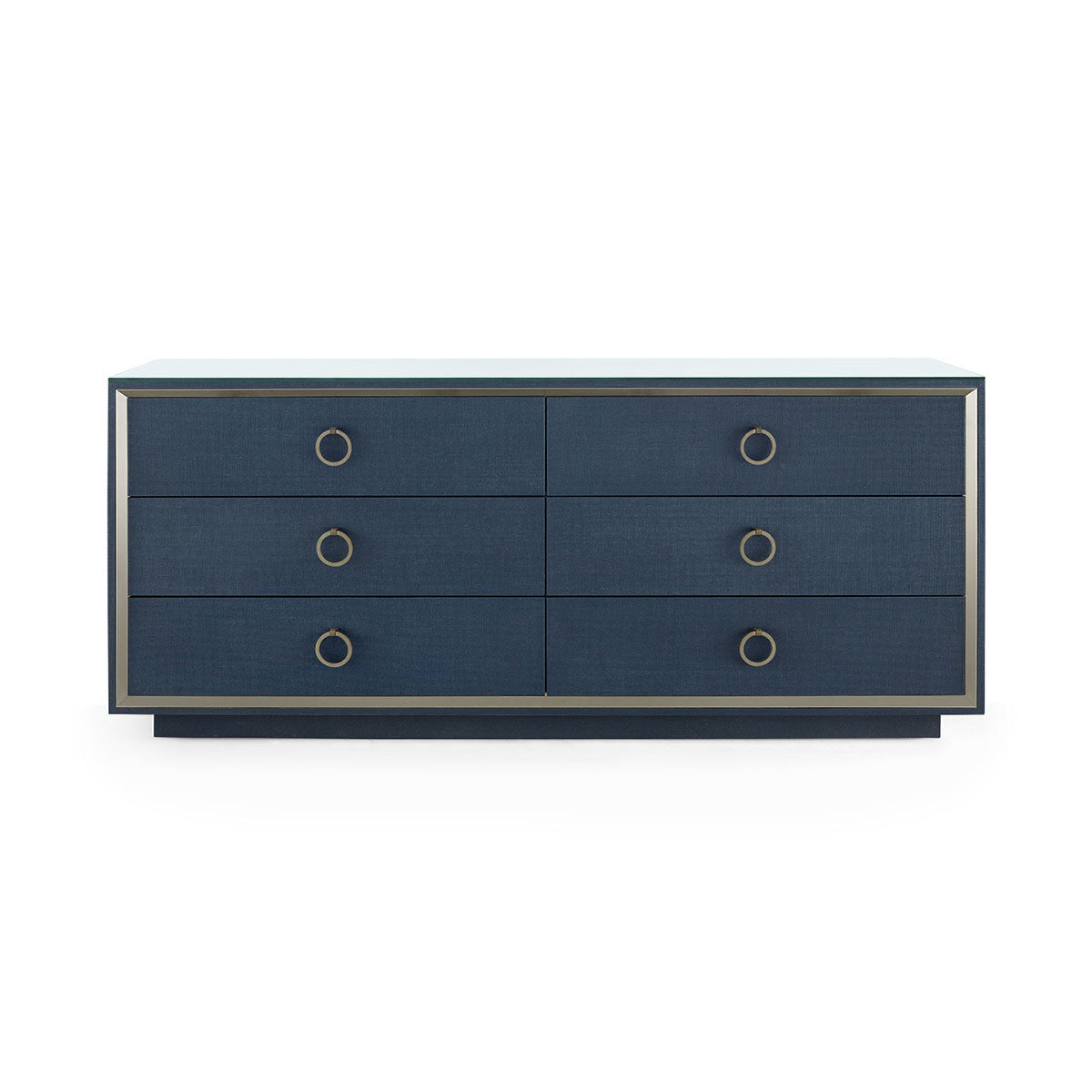 Villa & House Ansel Extra Large 6-Drawer with Glass Top, Blue Steel