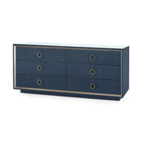Villa & House Ansel Extra Large 6-Drawer with Glass Top, Blue Steel