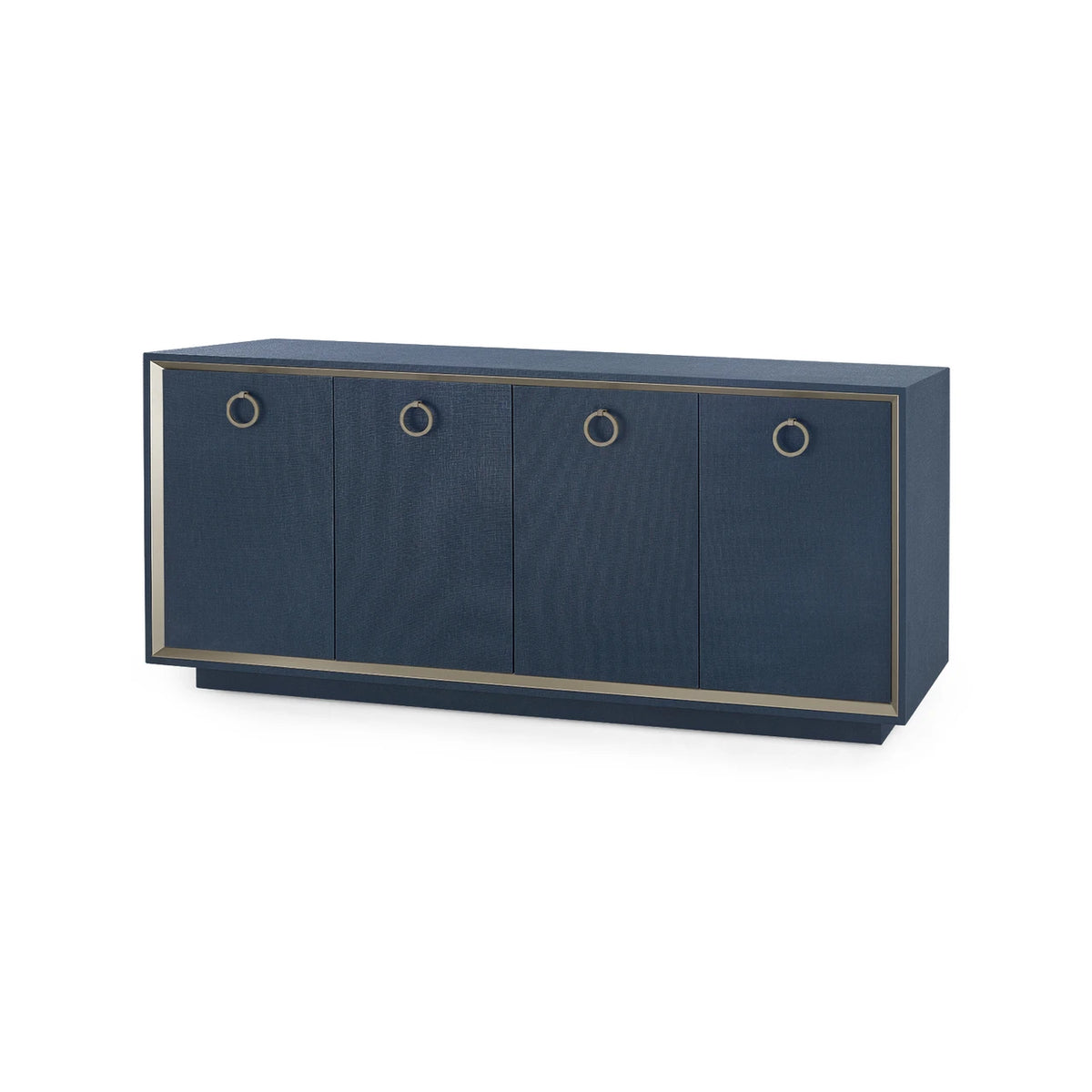 Villa & House Ansel 4-Door Cabinet with Glass Top, Blue Steel