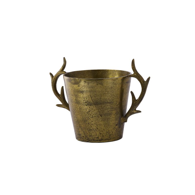 Design Shop Antique Antler Bucket 12"x 7.5"x 8.75"
