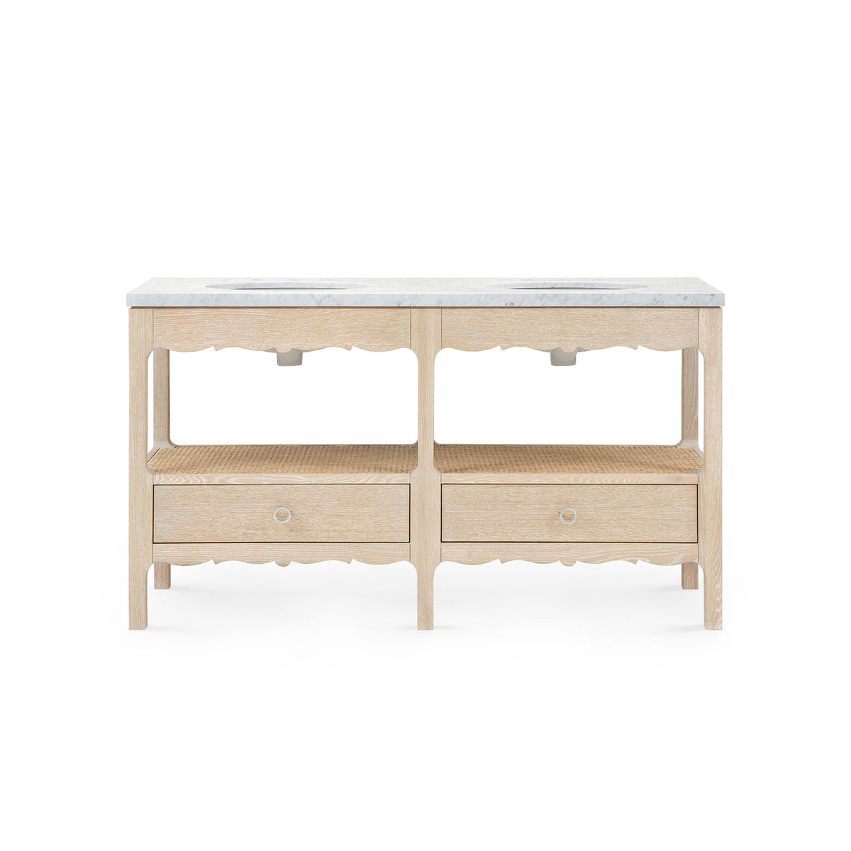 Villa & House Arianna 2-Drawer Cabinet with 60" Marble Vanity Top, Sand
