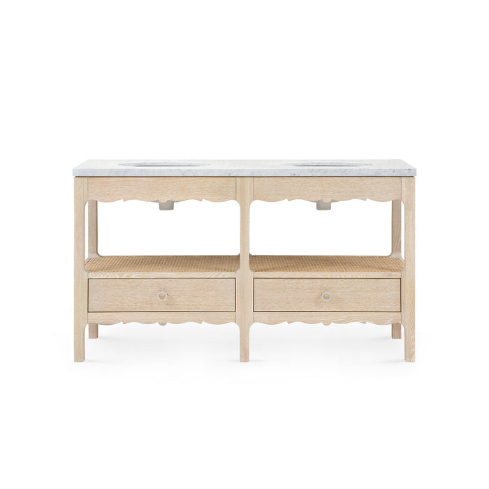 Villa & House Arianna 2-Drawer Cabinet with 60" Marble Vanity Top, Sand
