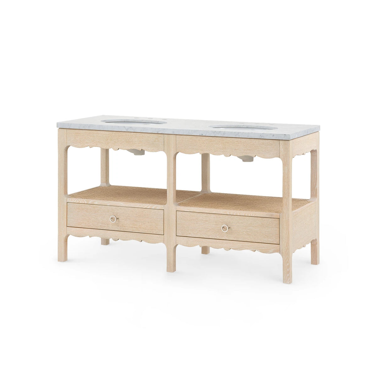 Villa & House Arianna 2-Drawer Cabinet with 60" Marble Vanity Top, Sand