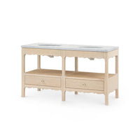 Villa & House Arianna 2-Drawer Cabinet with 60" Marble Vanity Top, Sand